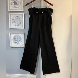 NWT Blue Sol Elegant Black Satan Wide Leg Pants Women’s Size 14
